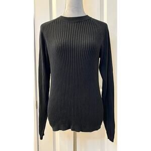 Murano Womens Silk Jumper Sweater Pullover Long Sleeve Mock Neck Knit Black S